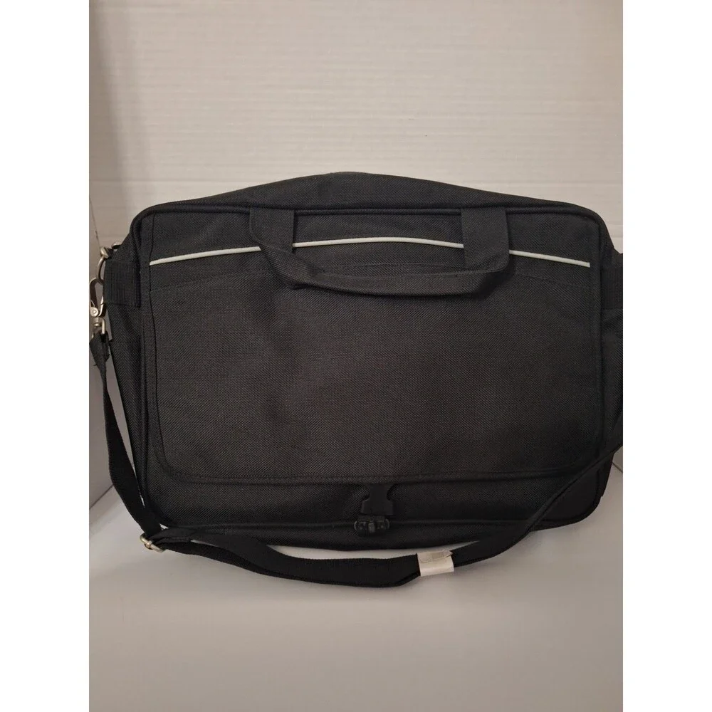 Soren Black Canvas Briefcase Messenger Security Fast Pass Laptop Bag -NEW